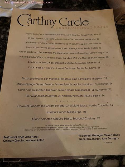 Online Menu of Carthay Circle Restaurant Restaurant, Anaheim ...