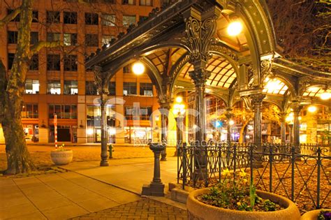 Pioneer Square In Seattle. Night View Stock Photo | Royalty-Free | FreeImages