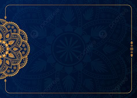 Royal Golden Blue Mandala Art Background With Border Invitation Card Wedding Islamic Arabic ...