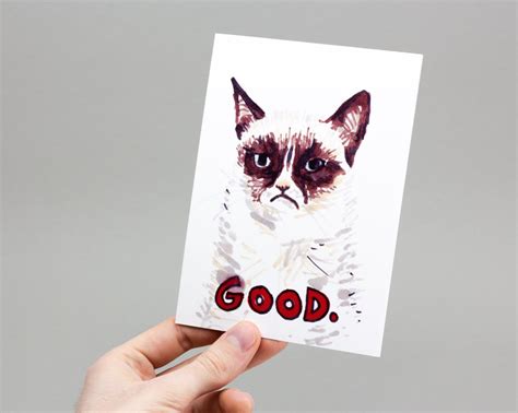 Good Grumpy Cat Card Hand Drawn Meme Card Funny Cat Card | Etsy | Drawing meme, Hand of cards ...