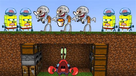 Mr. Krabs Speedrunner VS 8 Hunters: 3 Insane Squidwards & 5 SpongeBob Robots - YouTube