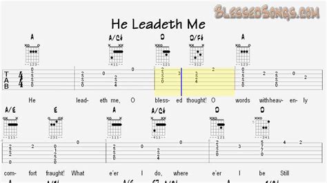 Learn Guitar Hymns - He Leadeth Me - Tablature and Chords - YouTube