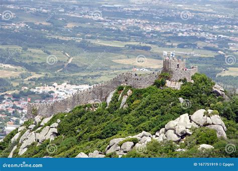 Aerial View on the Hilltop Medieval Moorish Castle Castle of the Moors in Sintra, Lisbon Area ...