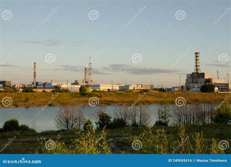 Npp in Kurchatov at Sunset. Nuclear Power Plant in the Kursk Region Stock Photo - Image of ...