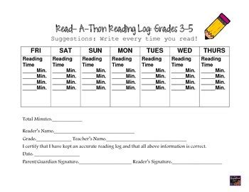 Read-A-Thon Reading Logs- Right to Read Week by Third Grade Lex | TPT