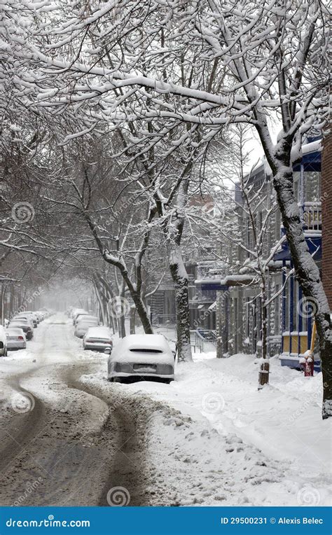 Montreal snow storm stock image. Image of snowing, houses - 29500231