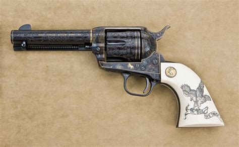 Custom engraved and gold inlaid Colt SAA second generation revolver ...