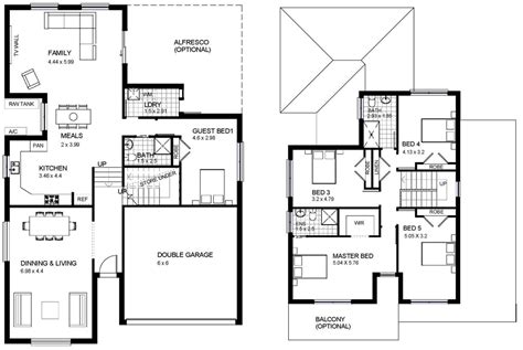 Two Storey Residential House Floor Plan With Elevation Two Storey House Design Floor Plan Modern ...