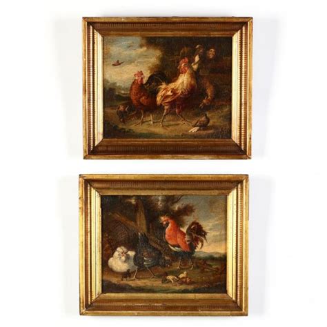 Continental School (20th C), Pair of Barnyard Paintings with Fowl (Lot 158 - Winter Gallery ...