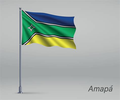 Waving flag of Amapa - state of Brazil on flagpole. 6740728 Vector Art at Vecteezy