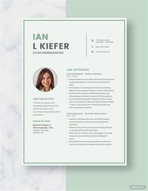 Echocardiographer Resume in Word, Pages - Download | Template.net