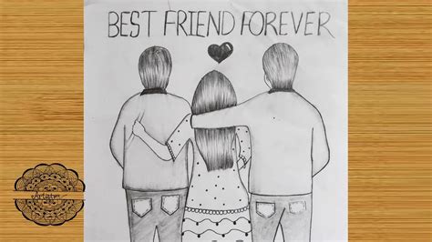 Very Easy Three Best Friend Drawing - Pencil Sketch for Beginners || How to draw three Best Friend