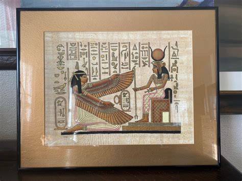 Vintage Framed Original Egyptian Papyrus Painting Vintage Egyptian Papyrus Paper Art Vintage ...