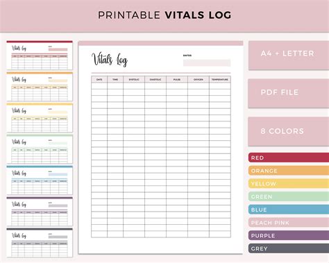 Printable Vital Sign Sheet Vitals Tracker Nursing Vitals - Etsy Canada