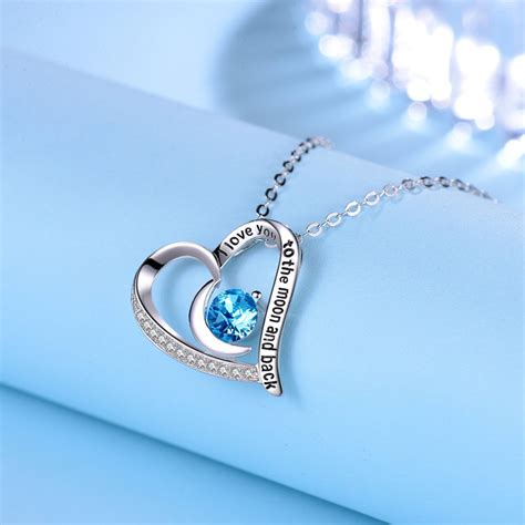 Fine Jewelry for Women Teen Girls Gifts Aquamarine Necklace ️ I Love You to the - Necklaces ...