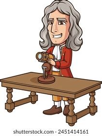 Isaac Newton Inventing Reflecting Telescope Vector Stock Vector ...