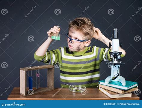 Kid Making Science Experiments. Crazy Funny Dirty Scientist. Education ...