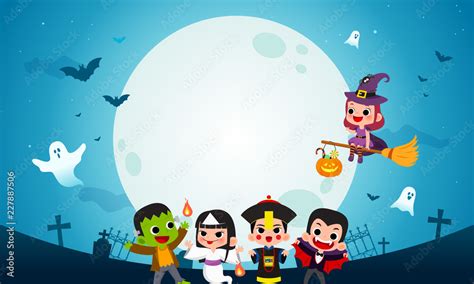 Happy Halloween background vector illustration. Frankenstein, Count ...