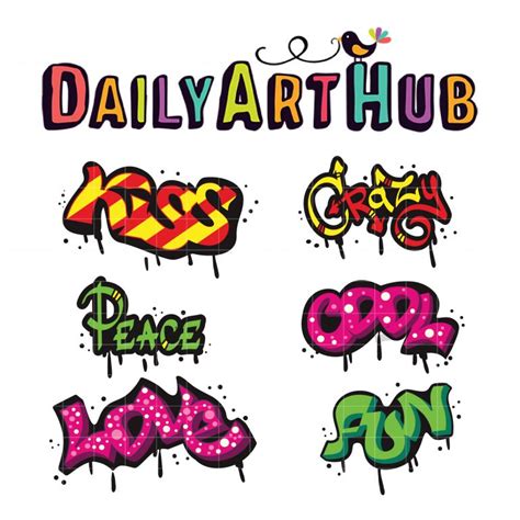 Cool Graffiti Words Clip Art Set – Daily Art Hub // Graphics, Alphabets ...