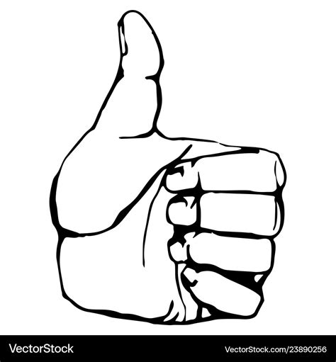 Black and white outline thumbs up icon graphic Vector Image