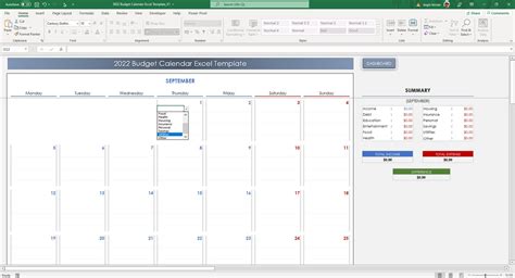 2023 Budget Calendar Excel Template 2022 Income Expense - Etsy