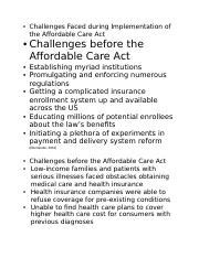 Challenges and Progress in Affordable Care Act Implementation | Course Hero