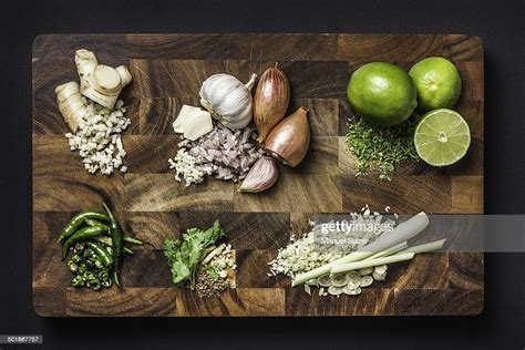 Ingredients For Making Green Curry Paste High-Res Stock Photo - Getty ...