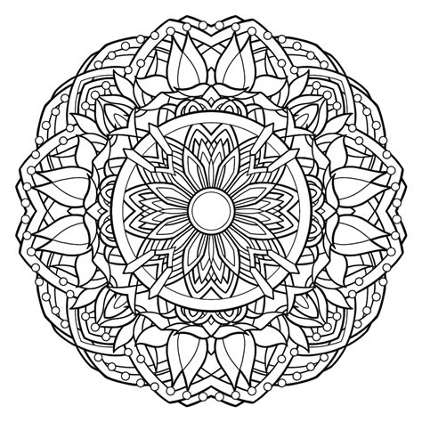 a black and white circular design with leaves on the center, in an ...