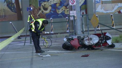 Motorcyclist killed in high-speed collision with Expo Line train in downtown LA, authorities say ...