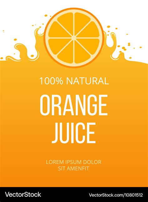 Natural orange juice label template Royalty Free Vector