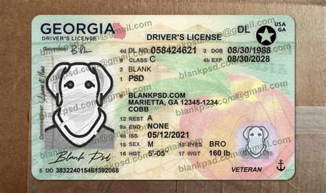 Fake Georgia Drivers License New V2 - Blank PSD