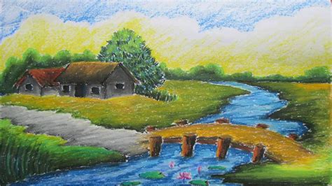 Pastel Tutorial | How to Draw a Village Landscape with Oil Pastels ...