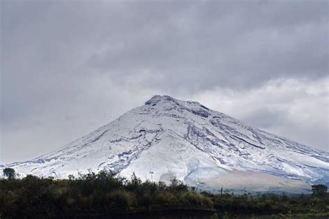 Snow Covered Peak of Cotopaxi Volcano Stock Image - Image of national ...