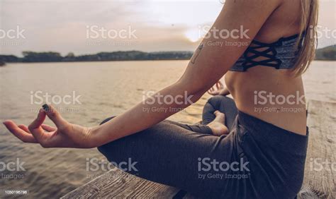 Easy Pose Tranquil Lakeside Meditation Stock Photo - Download Image Now ...