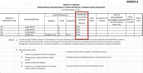 Inventory List Format In Excel Bir