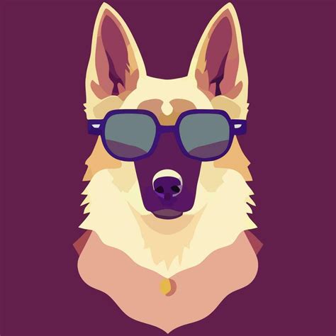 illustration Vector graphic of German shepherd dog wearing sunglasses ...