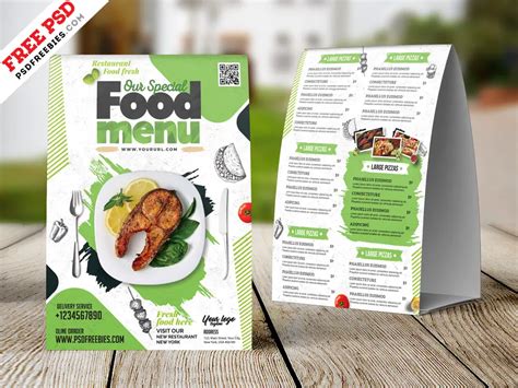 Restaurant Tent card Food Menu Design PSD | PSDFreebies.com