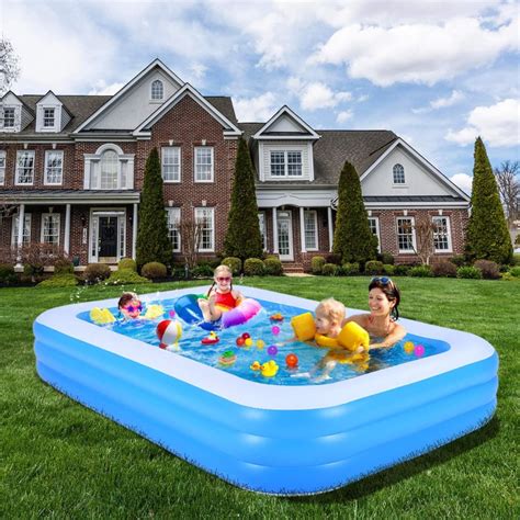 GOODWORLD Large Inflatable Pool, 102.5"x 63"x 24" Full-Sized Family ...