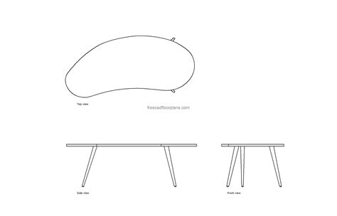 Kidney Coffee Table - Free CAD Drawings