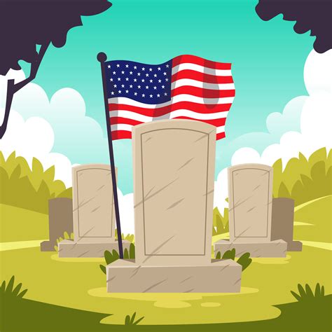 Veteran Cemetery Memorial with American Flag 2192826 Vector Art at Vecteezy