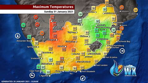 Southern Africa Weather Forecast Maps Sunday 31 January 2021 - AfriWX