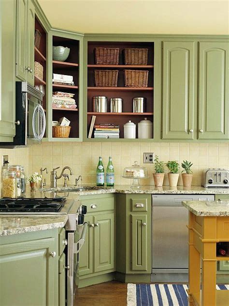 green vintage kitchen decor idea Green Kitchen Cabinets, Kitchen Cabinet Colors, Upper Cabinets ...