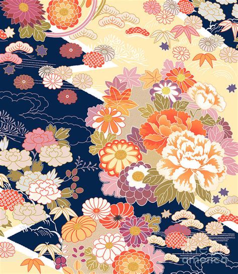 Traditional Kimono Motifs Art Print by Malamalama | Japanese art, Traditional kimono, Japanese ...