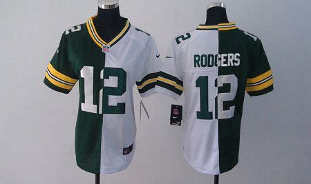 Green Bay Packers #12 Aaron Rodgers Women Stitched Green & White Split Nike Elite NFL Jerseys ...