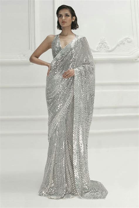 Buy Sequin Embroidered Saree with Blouse by Manish Malhotra at Aza Fashions in 2020 | Manish ...