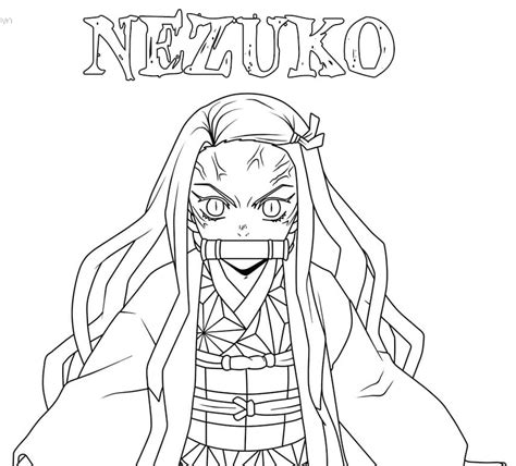 Nezuko from Demon Slayer Coloring Page - Free Printable Coloring Pages for Kids