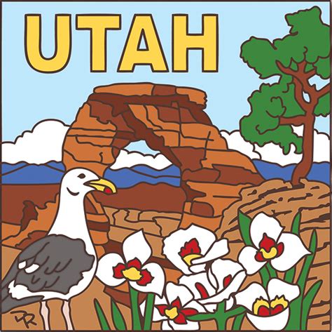 6x6 Utah State Symbols Decorative Art Tile