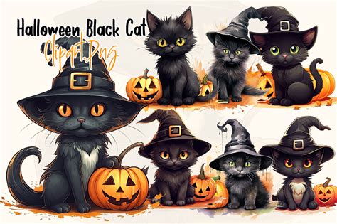 Cute Black Cat Halloween Clipart Graphic by Aspect_Studio · Creative Fabrica