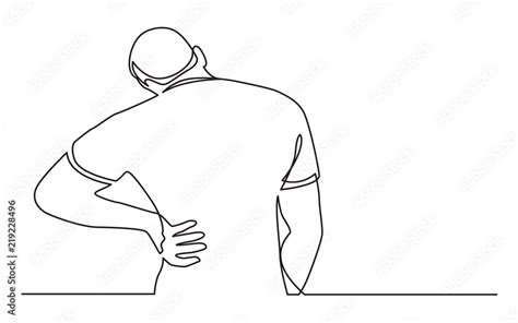 continuous line drawing of man suffering from back pain Stock Vector | Adobe Stock