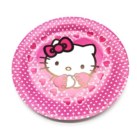 10PCS/LOT HELLO KITTY THEME PAPER PLATES BABY SHOWER PARTY DECORATIONS ...
